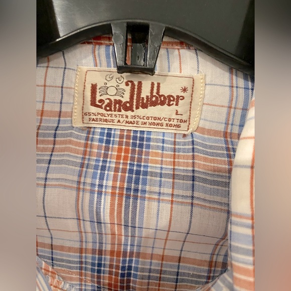 Vintage 1970-80s Landlubber Plaid Bullet Snaps Western Shirt - Picture 6 of 7